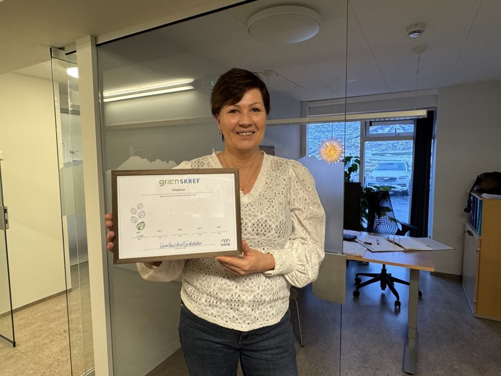 Anna G. Kristjánsdóttir skirfstofustjóri tók við viðurkenningu SSNE