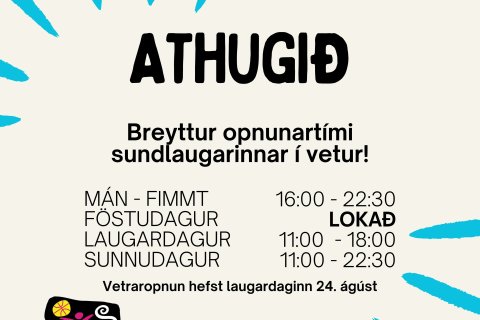 Breyttur opnunartími sundlaugarinnar í vetur