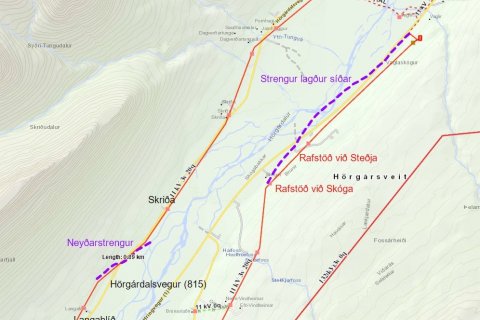 Rafmagni hefur verið komið á í Hörgárdal og Öxnadal með neyðarstreng.
